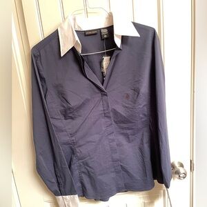 Women's Navy Button-Up Shirt